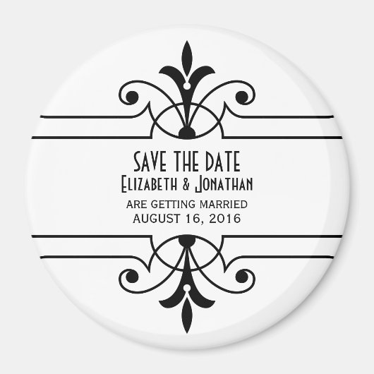Ebony v2 Fancy Ornamental Save the Date Magnet (Devant)