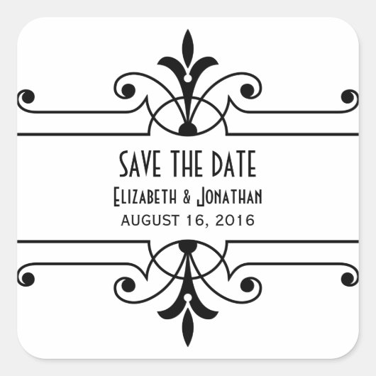 Ebony v2 Fancy Ornamental Save the Date Stickers (Devant)