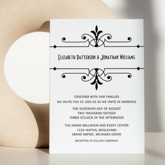 Ebony v2 Fancy Ornamental Wedding Invitation