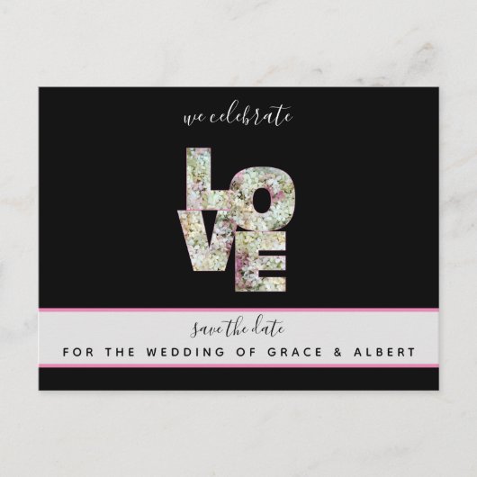 Ebony Vanilla Strawberry Hydrangeas Save the Date Briefkaart (Voorkant)