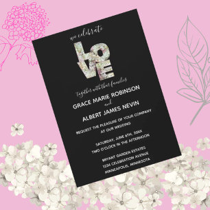 Ebony Vanilla Strawberry Hydrangeas Wedding Invite