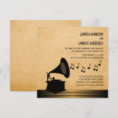 Ebony Vintage Gramophone Mariage Invitation (Devant / Derrière)