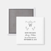 Ebony Whimsical Flourish Save the Date Magnet (Recto/Verso)