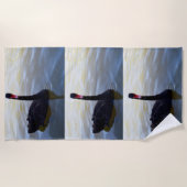 Ebony zwarte zwanen, badhanddoekset strandlaken (Voorkant)