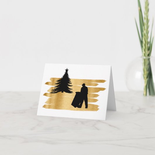 Éboueur et carte de silhouette d'arbre de Noël (Devant)