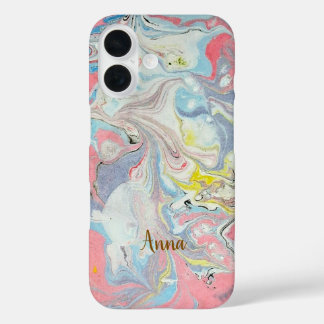 Ebru Art Pastel Abstract —  iPhone 16 Hoesje