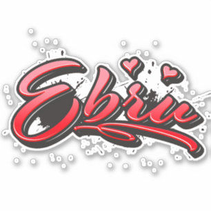 Ebru cœur rouge Graffiti Autocollant Stickers