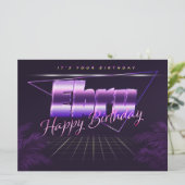 Ebru Nom Prénom lila retro Carte Anniversaire (Debout devant)