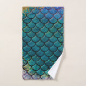 Écaille de Poisson Sirène Glam Turquoise Violet Or (Serviette à main)