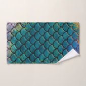 Écaille de Poisson Sirène Glam Turquoise Violet Or (Serviette à main)