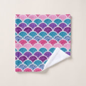 écailles de sirène violette rose aqua (Gant de toilette)