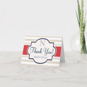 Écarlate, Navy, Rayures Coquille d'Œuf Merci