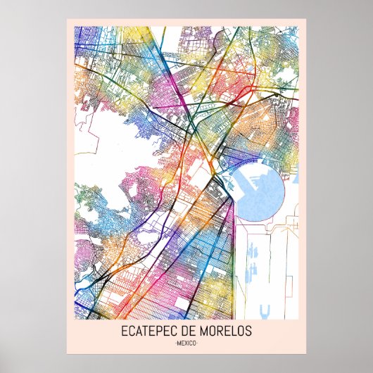 Ecatepec de Morelos Mexico City Map Poster (Voorkant)