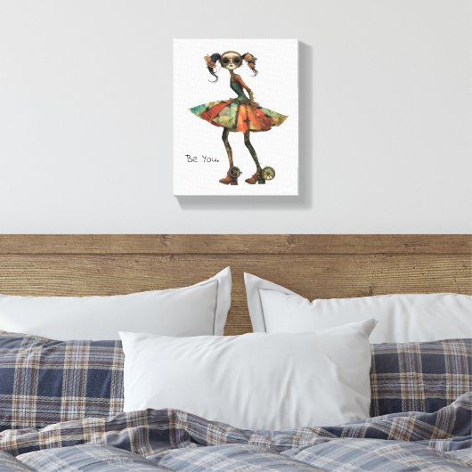 Eccentric Fantasievolle Vrouw - Wees jezelf. Canvas Afdruk (Insitu (Slaapkamer))