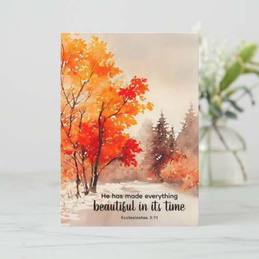 Ecclésiaste 3:11 Bible Verse Carte Plat Automne (Debout devant)