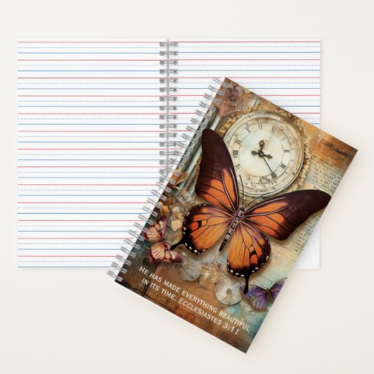 Ecclesiastes 3:11 Journal Butterfly Clock Notebook (À l'intérieur)