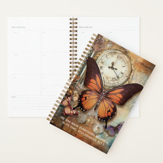 Ecclesiastes 3:11 Planner Butterfly Clock (Devant avec enveloppe)