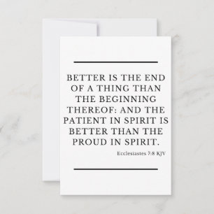 Ecclesiastes 7:8 KJV Bijbel Verse Flat Greeting Kaart