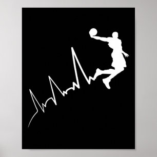 ECG-frequentie van bysketbyll-speler Heartbeat Dun Poster