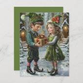 Échange de cadeaux des lutins du Père Noël – Carte (Devant / Derrière)