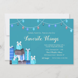 Échange de Cadeaux Objets Préférés Invitation Bleu
