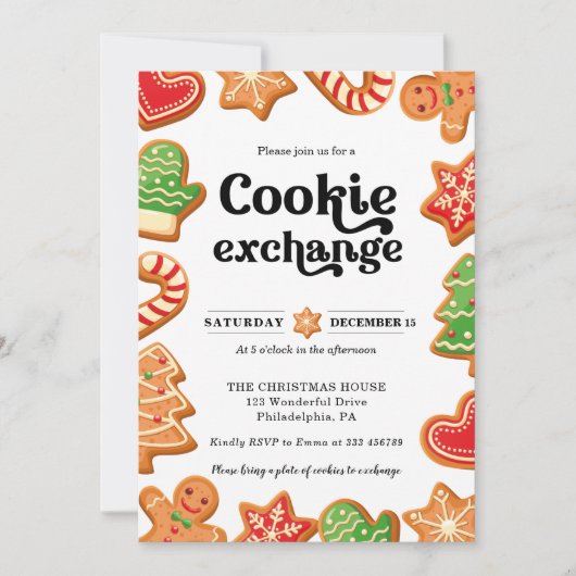 Échange de cookies Fête Noël Invitation (Devant)