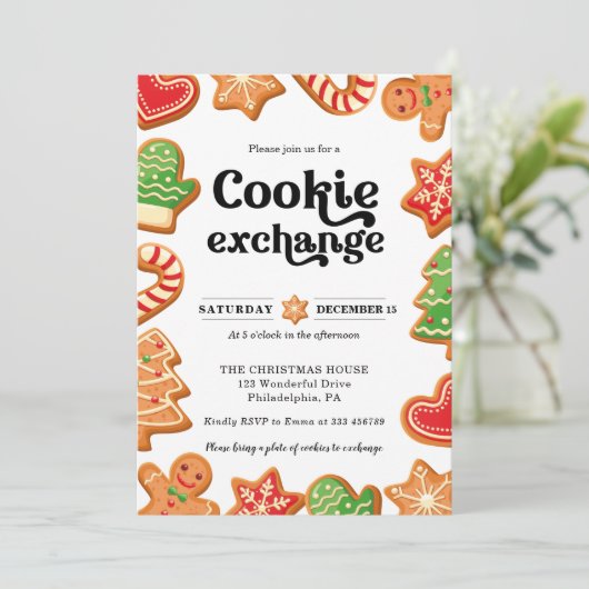 Échange de cookies Fête Noël Invitation (Debout devant)