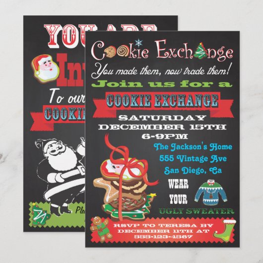 Échange de cookies/ Invitations de parties de Swea (Devant / Derrière)