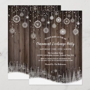 Échange d'ornements rustiques Invitation de Noël