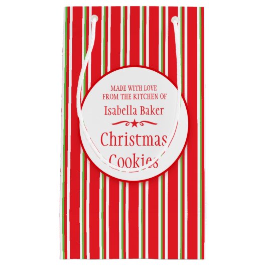 Échangeur de biscuits rouge rayé / sacs cadeaux de (Devant)