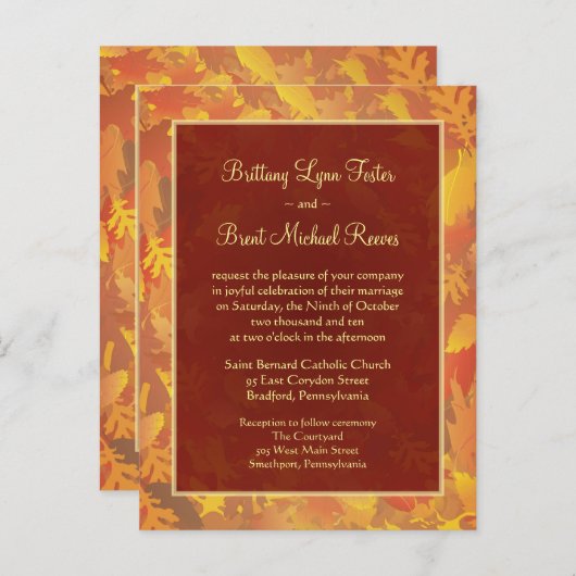 Échantillon de Faire-part de mariage - Cadre de fo (Devant / Derrière)