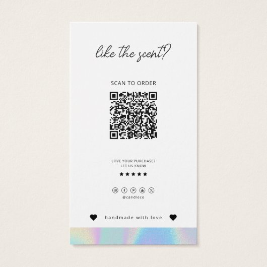 Échantillons de carte d'odeur de bougie holographi (Dos)