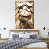 Écharpe Chat Lunettes Vintage Impression Rétro (Insitu(Chambre))