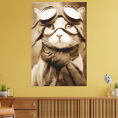 Écharpe Chat Lunettes Vintage Impression Rétro (Insitu(Salon))