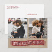 Écharpe d'hiver à carreaux Carte de vœux de Noël - (Devant / Derrière)