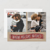 Écharpe d'hiver à carreaux Carte de vœux de vacanc (Devant / Derrière)