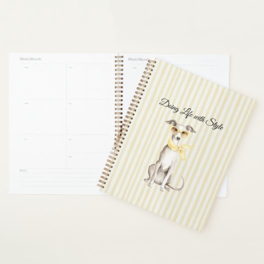 Écharpe jaune doux rayures de chien blanc (Devant avec enveloppe)