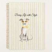 Écharpe jaune doux rayures de chien blanc (Devant)