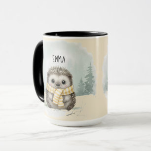 Écharpe personnalisée Mug à motif hérisson aquarel