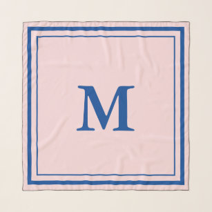 Écharpe simple rose pâle et bleu monogramme