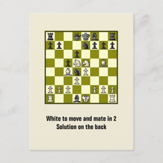 Échecs Mate Dans 2 Puzzle #2 Carte Postale (Devant)