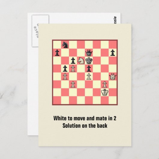 Échecs Mate Dans 2 Puzzle #4 Carte Postale (Devant / Derrière)