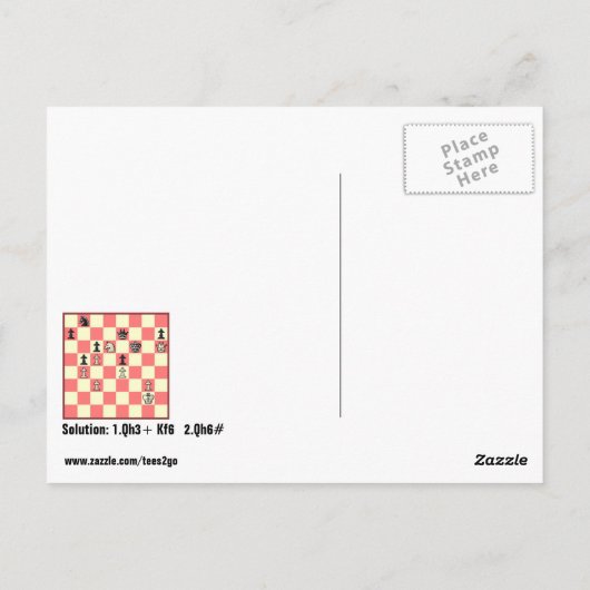 Échecs Mate Dans 2 Puzzle #4 Carte Postale (Dos)