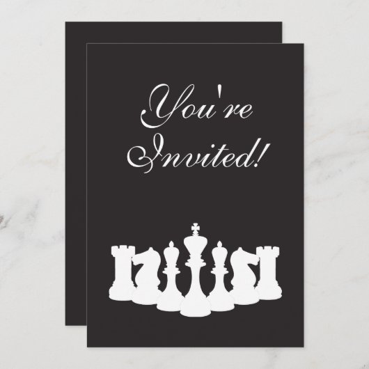 Échecs noirs et blancs Invitation à la fête d'anni (Devant / Derrière)