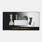 Échecs Pièces noires et blanches Aquarelle Nom or (Clavier et souris)