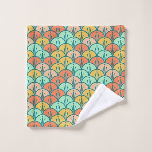 Echelle de poisson géométrique moderne et colorée (Gant de toilette)