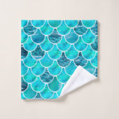 Échelle de sirène motif turquoise menthe vert bleu (Gant de toilette)