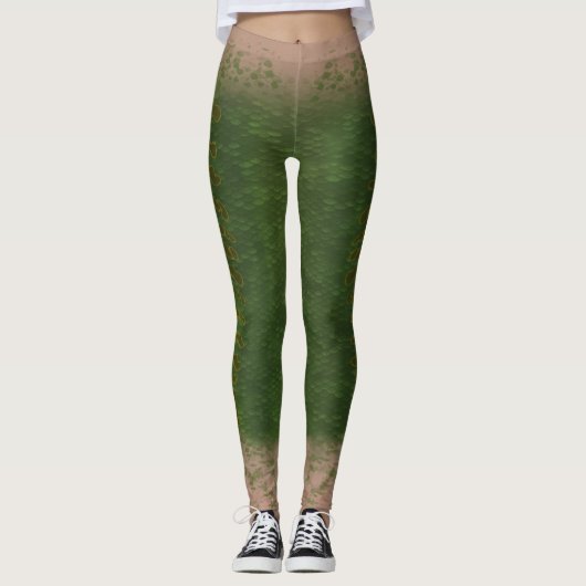 Échelle de sirène taille mélangée Leggings Kelp fo (Devant)