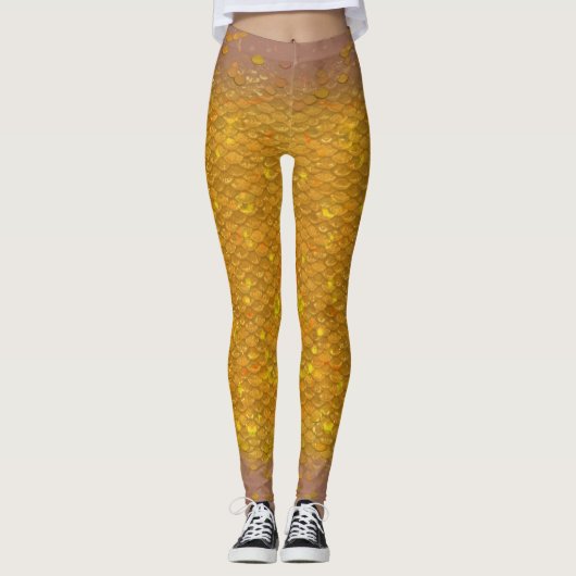 Échelle de sirène taille mixte Leggings Gold Fish  (Devant)