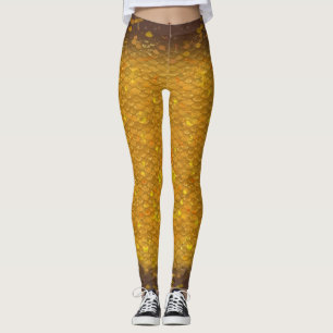 Échelle de sirène taille mixte Leggings Gold Fish